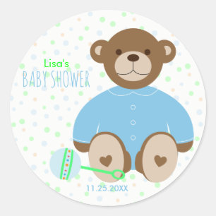 Ours en peluche habillé en Sticker Baby shower ble