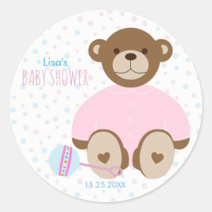 Ours en peluche habillé en Sticker en Baby shower