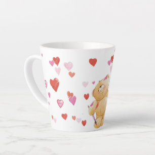 Ours en peluche mignon et Coeurs Mug en latte