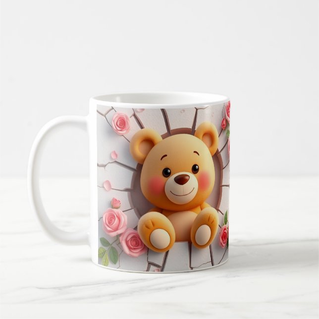 ours en peluche mignon Mug Wrap : 3D Design (Gauche)
