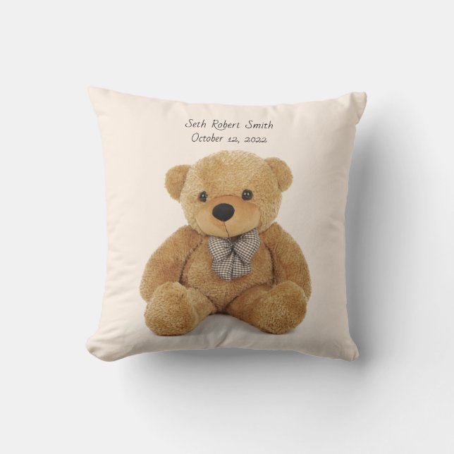 Ours en peluche monogramme lancer Oreiller (Recto)