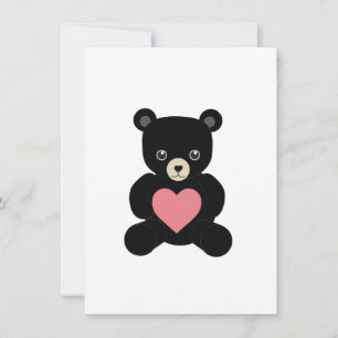 Ours en peluche noir avec carte cardiaque