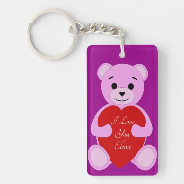 Ours en peluche rose mignon avec I Love You (Entre (Devant)