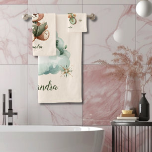 Ours en peluche vert Boho personnalisé