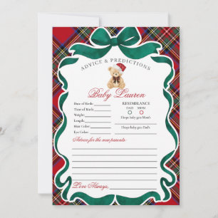 Ours en tartan à Noël Conseil pour bébé Carte