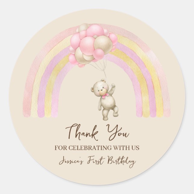 Ours En Teddy Avec Ballons Sticker Premier Anniver (Devant)