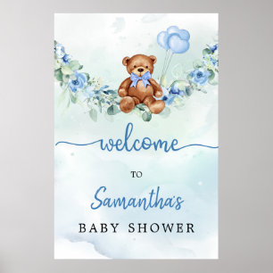 Ours En Teddy Avec Balloons Verdure Garçon Affiche