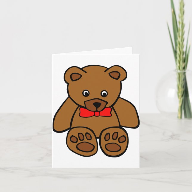 Ours En Teddy Avec Cartes De Notes En Bow Rouge (Devant)