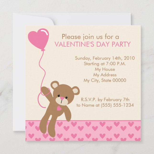Ours et ballons Invitation de la Saint Valentin (Devant)