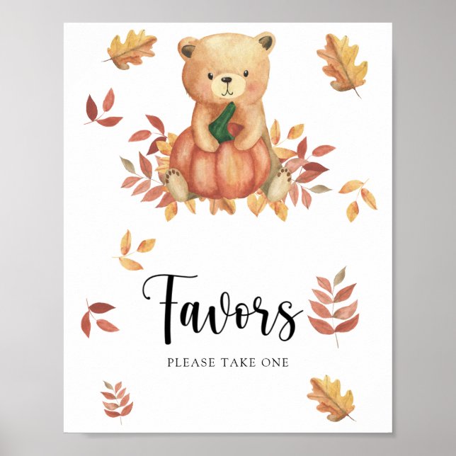 Ours et citrouille - Affiche de faveurs (Devant)