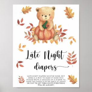 Ours et citrouille  Affiche de jeu de couches de n