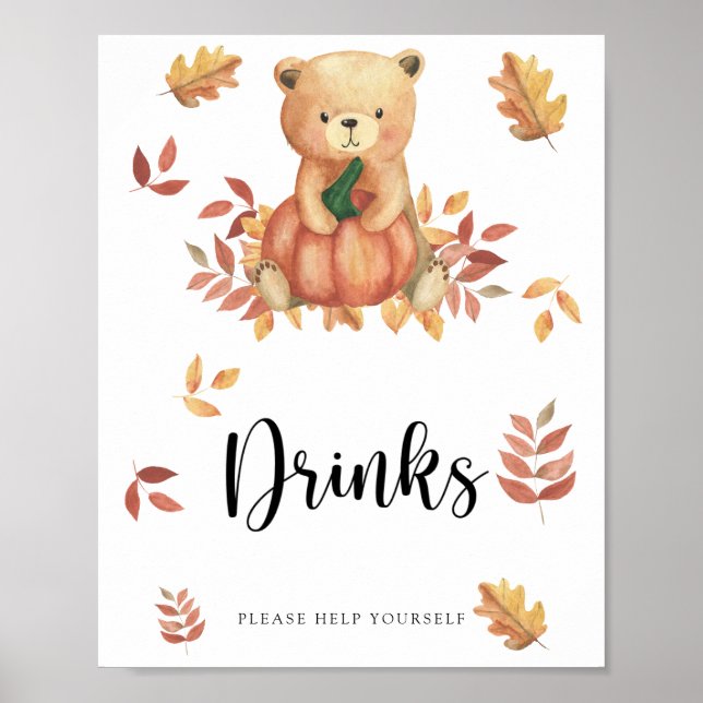 Ours et citrouille - Boissons vous aider Poster (Devant)