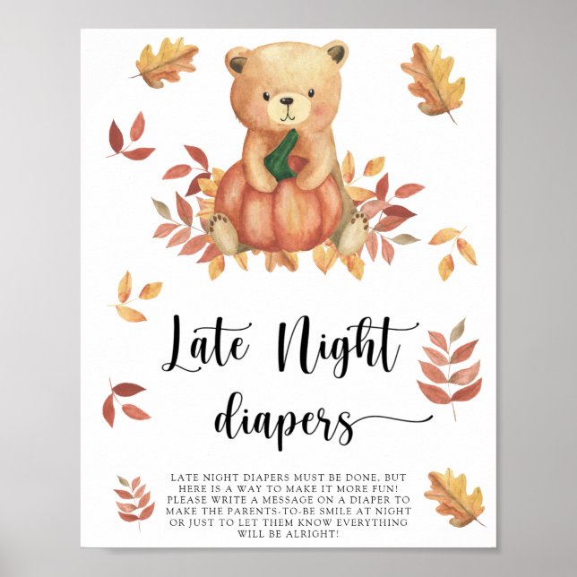 Ours et Citrouille \ Late nuit couches jeu Poster (Devant)