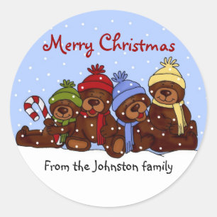 Ours famille autocollants de Noël