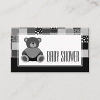 Ours Gris Patchwork, Baby shower Invitation Billet
