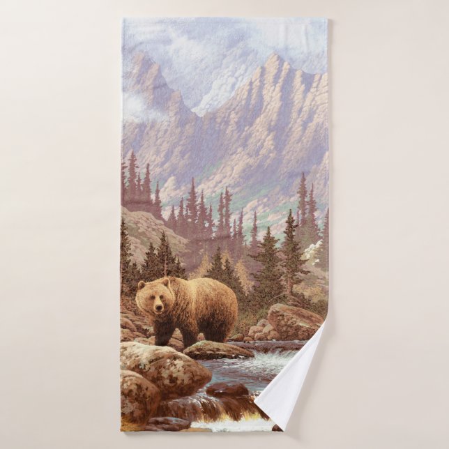 Ours grizzli dans les Rocheuses / AF-006bear, g (Serviette de bain)
