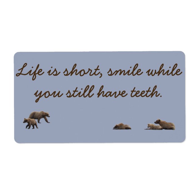 Ours grizzli étiquette et proverbe (Devant)