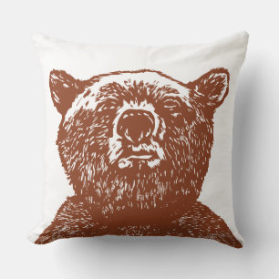 OURS GRIZZLY Noël Vintage Jeu Brown Oreiller