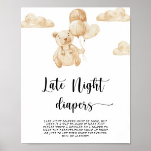 Ours \ Jeu de couches la nuit tardive Affiche