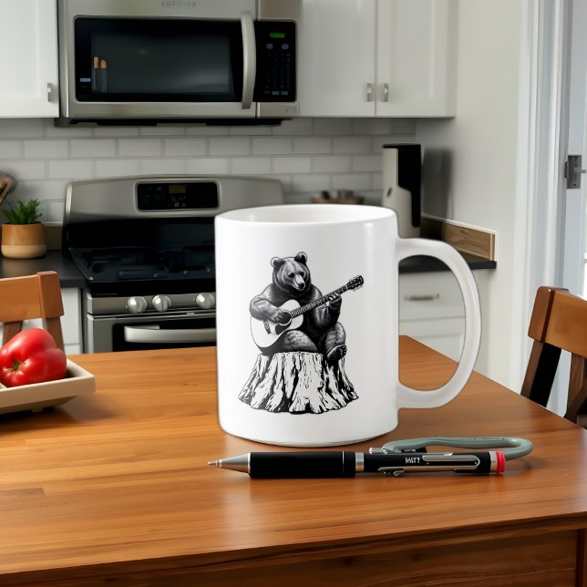 Ours Jouer Guitare Café Mug (Créateur téléchargé)