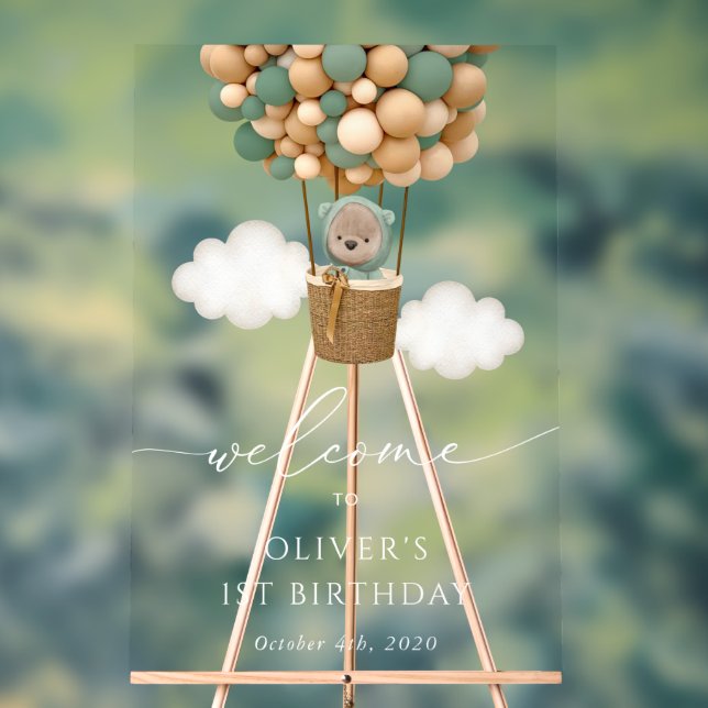 Ours mignon, Ballons verts, Bienvenue pour le prem (Neutre)