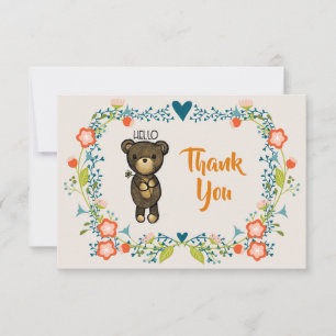 Ours mignon, Fleur Jaune et Merci de couronne fleu