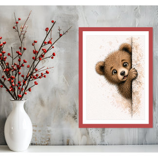 Ours Mignon qui Regarde Décoration Murale Impressi