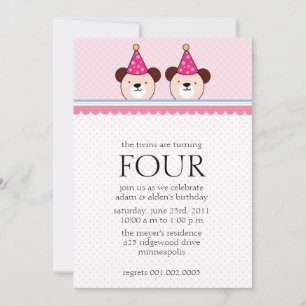 Ours mignons - le rose jumelle des invitations