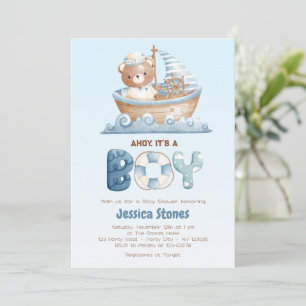 Ours Nautique Garçon Bébé Douche Invitations