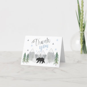 Ours noir Carte de remerciements plié à l'aventure