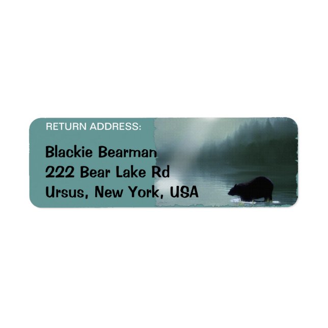 OURS NOIR Faune Retourner Adresse Étiquettes (Devant)