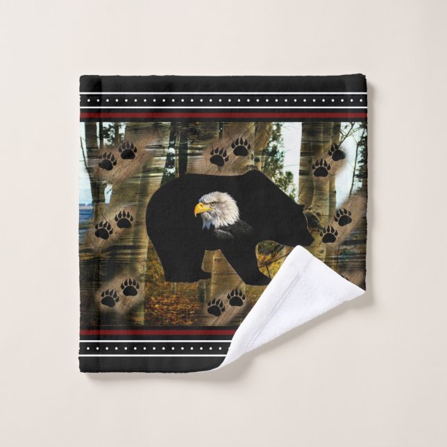 Ours Noir Ourson Ourson Ourson Ours Empreintes de  (Gant de toilette)