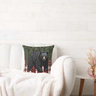 Ours Noir Silhouette Lisse Oreiller