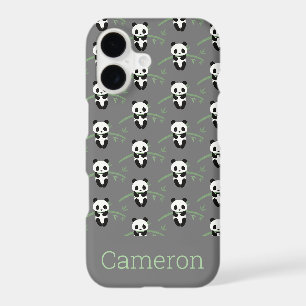 Ours Panda Mignon Motif Bambou Gris Nom Personnali