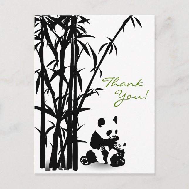 Ours Pandas et Bamboo Carte de Remerciement (Devant)