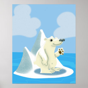 Ours polaire amical sur une affiche d'iceberg
