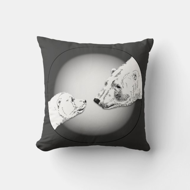 Ours polaire Art Coussin Mère w. Coussin bébé ours (Recto)