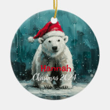 Ours polaire avec ornement Casquette Père Noël