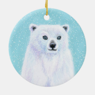 Ours polaire bleu ornement de neige