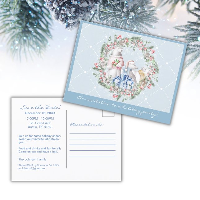 Ours polaire | Carte postale Faire-part de fête de (Créateur téléchargé)