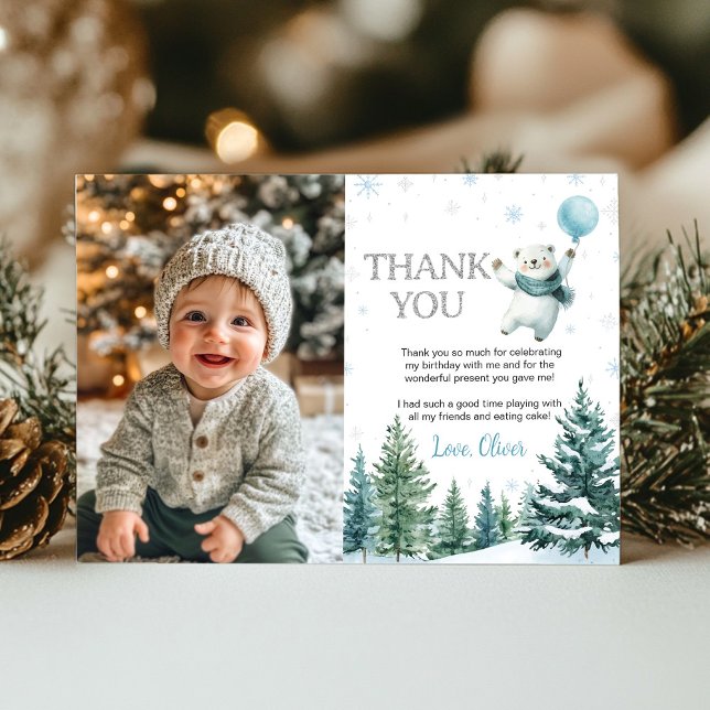 Ours polaire d'hiver Anniversaire Carte de remerci (Créateur téléchargé)