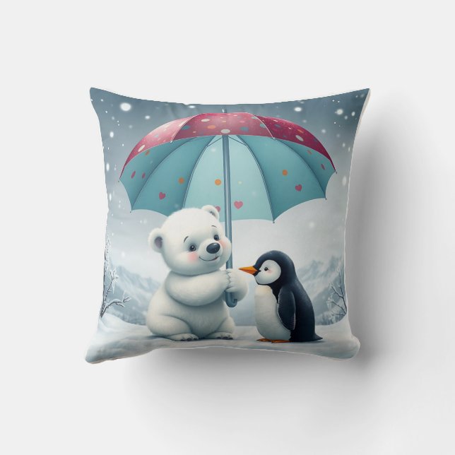 Ours polaire et coussin Coussin de pingouin (Verso)