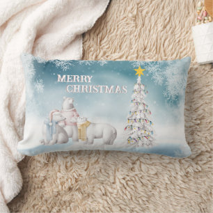 Ours polaire Joyeux Noël Lumbar Coussin