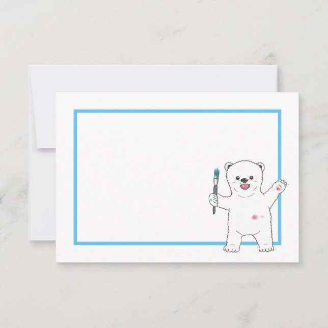Ours polaire mignon Dessin plat simple / Carte de  (Devant)