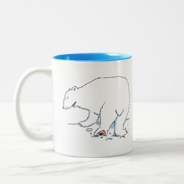 Ours polaire mug bleu bicolore (Gauche)