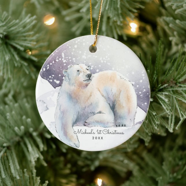 Ours polaire Ornement de Noël personnalisé (Arbre)