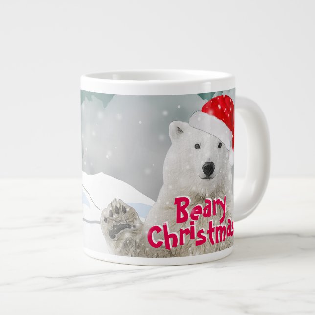 Ours polaire père Noël | Beary Christmas Jumbo Mug (Devant droit)