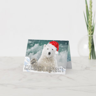 Ours polaire père Noël   Carte de voeux de Noël