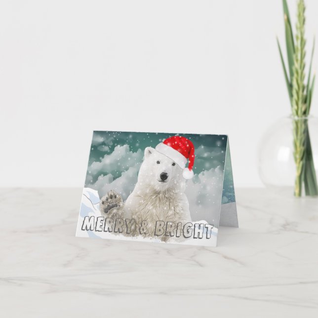 Ours polaire père Noël | Carte de voeux de Noël (Devant)