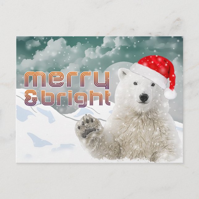 Ours polaire père Noël | Carte postale de Noël (Devant)